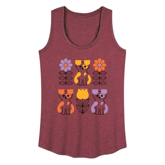 Instant Message - Retro Flower Dog - Women's Racerback Tank Top
