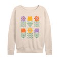 thumbnail image 1 of Instant Message - Retro Flower Grid - Women's Lightweight French Terry Long Sleeve Shirt, 1 of 6