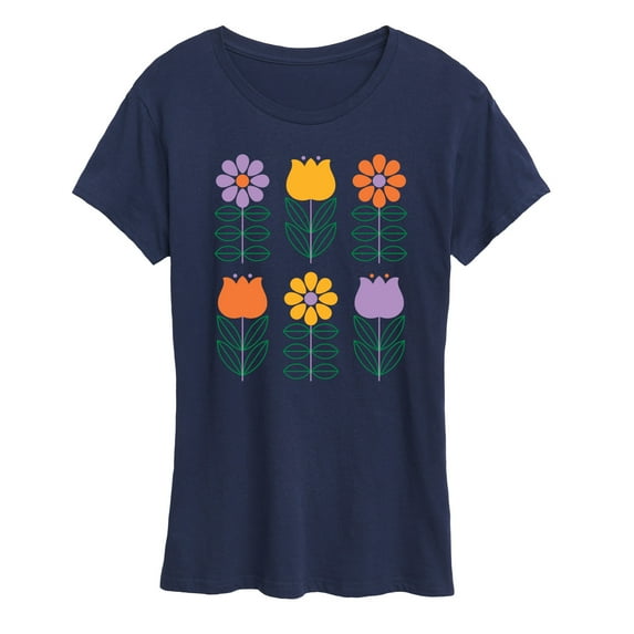 Instant Message - Retro Flower Grid - Women's Short Sleeve Graphic T-Shirt