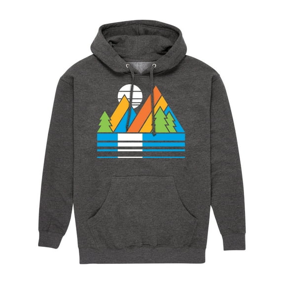 Instant Message - Retro Mountains Sunset - Men's Pullover Hooded Fleece Sweatshirt