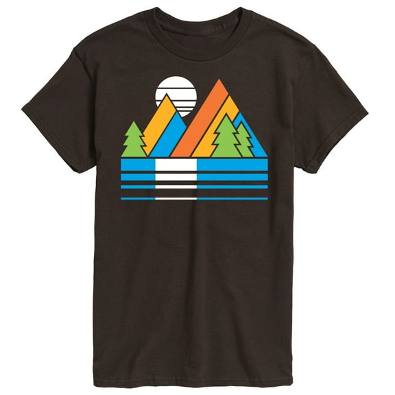 Instant Message - Retro Mountains Sunset - Men's Short Sleeve Graphic T-Shirt