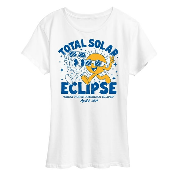 Instant Message - Retro Solar Eclipse - Womens Short Sleeve Graphic T-Shirt