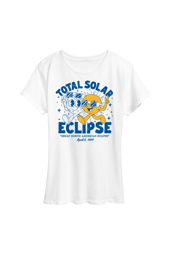 - Retro Solar Eclipse - Womens Short Sleeve Graphic T-Shirt