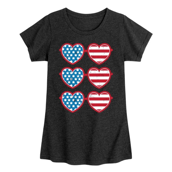 Instant Message - Retro Sunglasses American Flag - Toddler & Youth Girls Short Sleeve Graphic T-Shirt