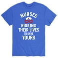 thumbnail image 1 of Instant Message - Risking Their Lives Nurses - Men's Short Sleeve Graphic T-Shirt, 1 of 5