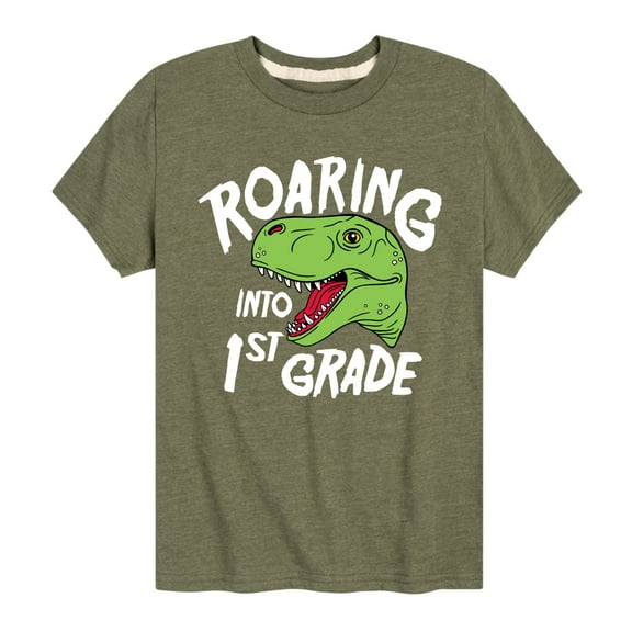Instant Message - Roaring Into 1st Grade - Youth Short Sleeve Graphic T-Shirt