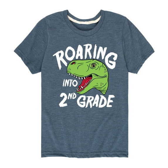 Instant Message - Roaring Into 2nd Grade - Youth Short Sleeve Graphic T-Shirt