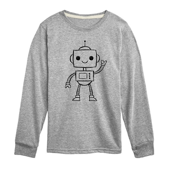 Instant Message - Robot Sketch - Toddler And Youth Long Sleeve Graphic T-Shirt