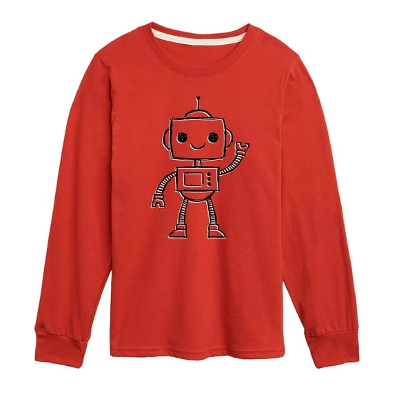 Instant Message - Robot Sketch - Toddler And Youth Long Sleeve Graphic T-Shirt