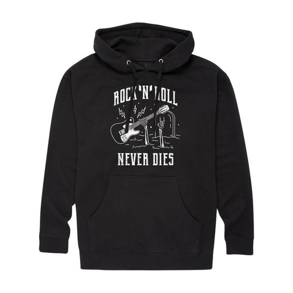 Instant Message - Rock N Roll Never Dies  - Men's Pullover Hooded Fleece Sweatshirt