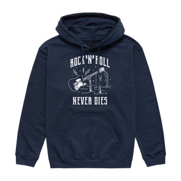 Instant Message - Rock N Roll Never Dies  - Men's Pullover Hooded Fleece Sweatshirt