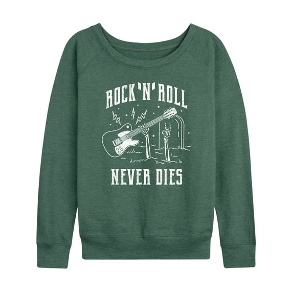 Instant Message - Rock n' Roll Never Dies - Women's Lightweight French Terry Long Sleeve Shirt