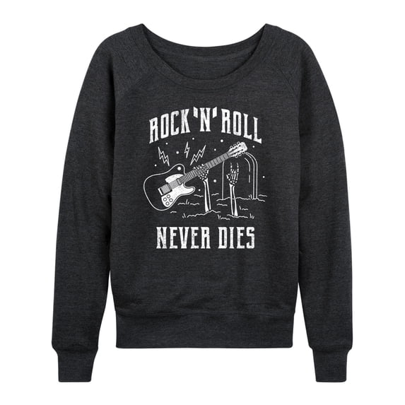 Instant Message - Rock n' Roll Never Dies - Women's Lightweight French Terry Long Sleeve Shirt