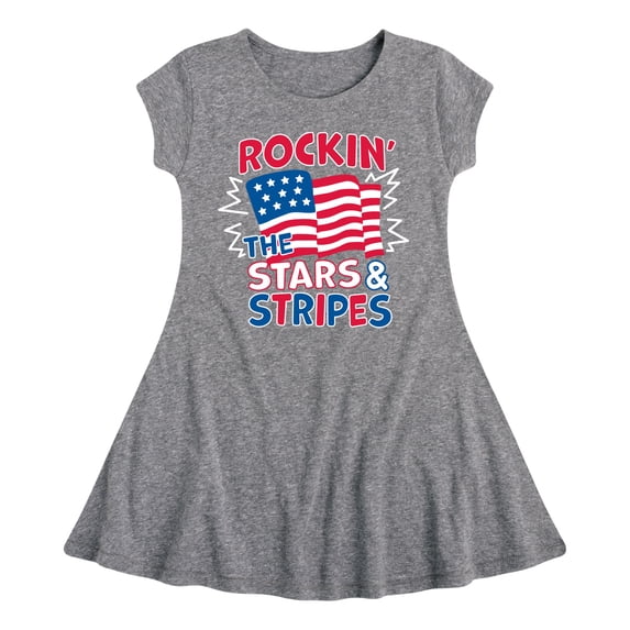 Instant Message - Rockin The Stars And Stripes - Toddler & Youth Girls Fit & Flare Dress