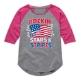 thumbnail image 1 of Instant Message - Rockin The Stars And Stripes - Toddler & Youth Girls Raglan Graphic T-Shirt, 1 of 6