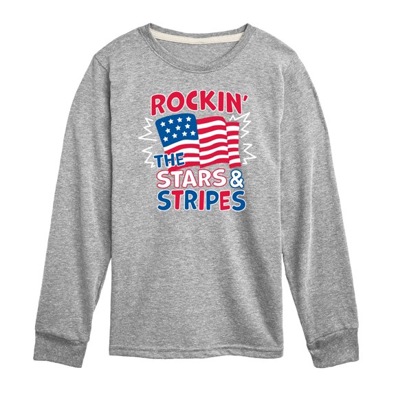Instant Message - Rockin The Stars And Stripes - Toddler & Youth Long Sleeve Graphic T-Shirt