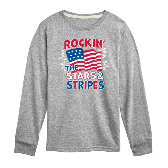 Instant Message - Rockin The Stars And Stripes - Toddler & Youth Long Sleeve Graphic T-Shirt