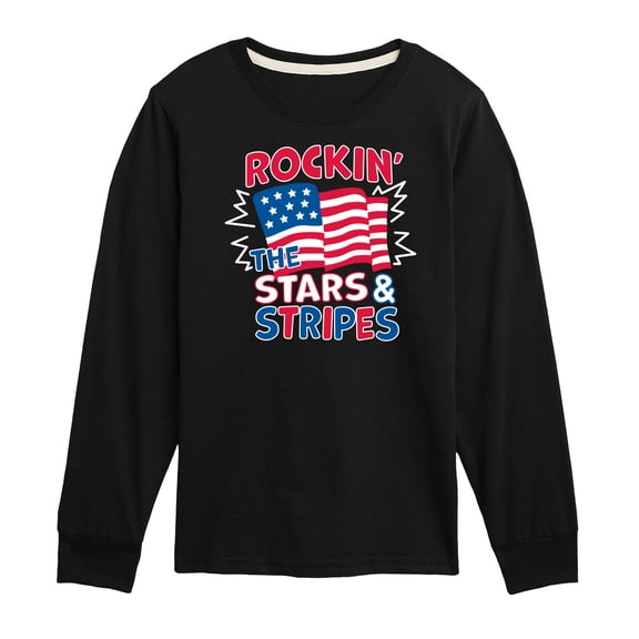 Instant Message - Rockin The Stars And Stripes - Toddler & Youth Long Sleeve Graphic T-Shirt