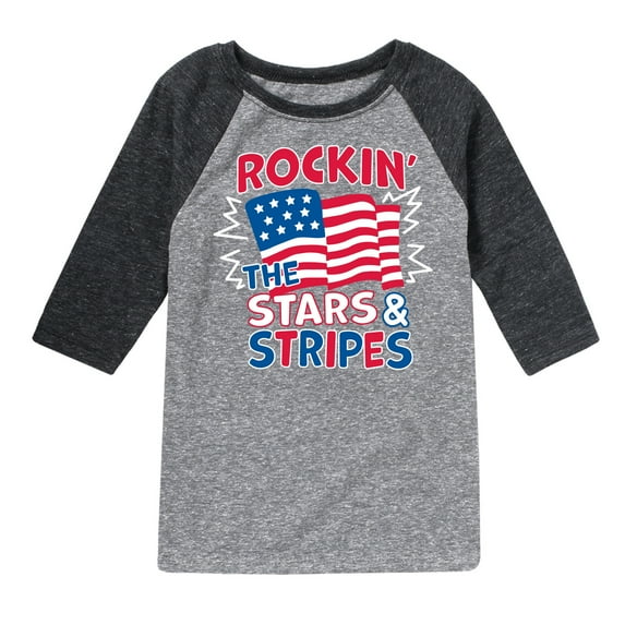 Instant Message - Rockin The Stars And Stripes - Toddler & Youth Raglan Graphic T-Shirt