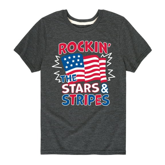 Instant Message - Rockin The Stars And Stripes - Toddler & Youth Short Sleeve Graphic T-Shirt