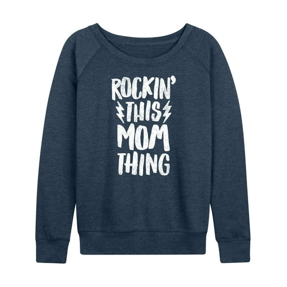 Instant Message - Rockin This Mom Thing - Women's Lightweight French Terry Long Sleeve Shirt