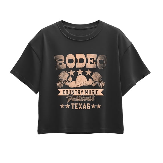 Instant Message - Rodeo Country Music Festival Girls' Short Sleeve Boxy Graphic T-Shirt