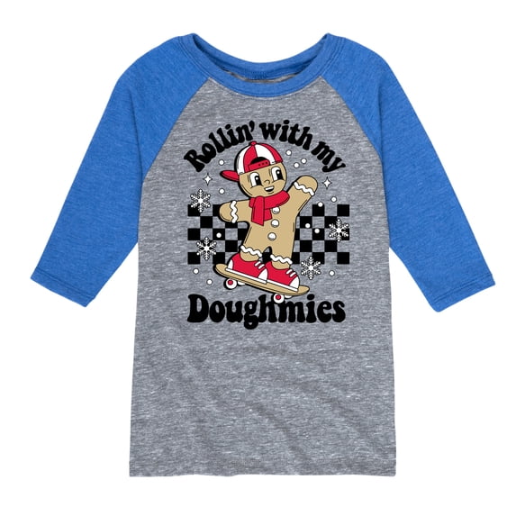 Instant Message - Rollin With My Doughmies Christmas - Toddler & Youth Raglan Graphic T-Shirt