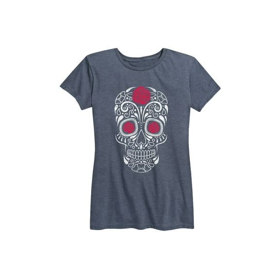 Instant Message - Rose Sugar Skull - Women's Short Sleeve Graphic T-Shirt