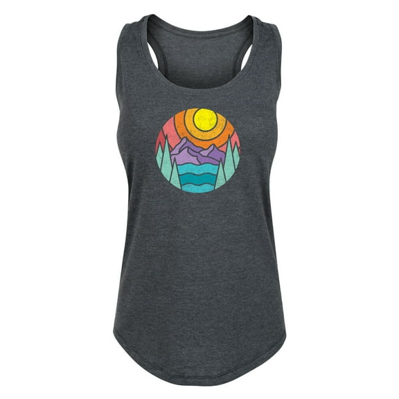 Instant Message - Round Mountain Lake Scene - Women's Racerback Tank