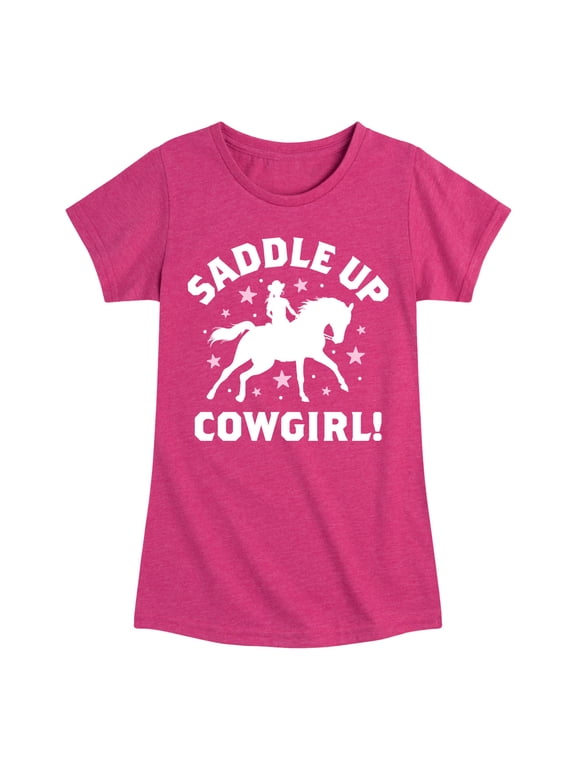 - Saddle Up Cowgirl Girls' Fitted Short Sleeve Graphic T-Shirt