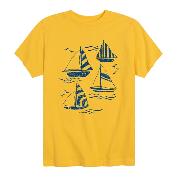 Instant Message - Sailboat One Color - Youth Boys Short Sleeve Graphic T-Shirt