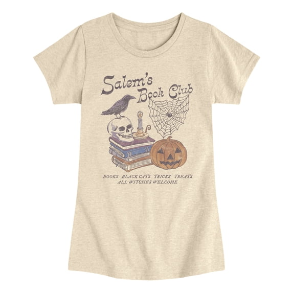 Instant Message - Salem's Book Club Fitted Short Sleeve Graphic T-Shirt