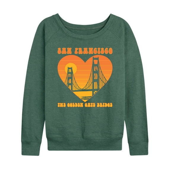 Instant Message - San Fran Golden Gate Heart - Women's Lightweight French Terry Long Sleeve Shirt