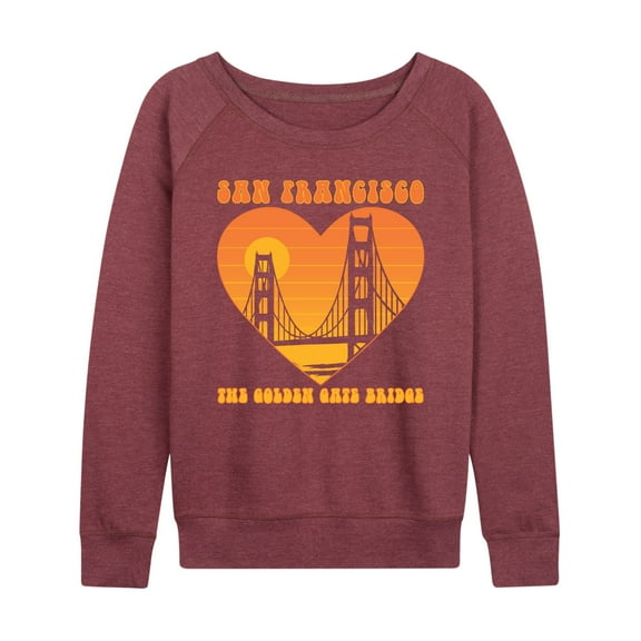 Instant Message - San Fran Golden Gate Heart - Women's Lightweight French Terry Long Sleeve Shirt