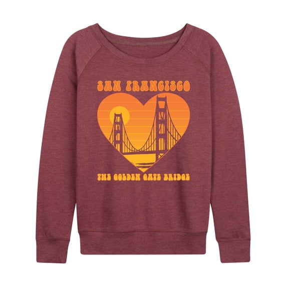 Instant Message - San Fran Golden Gate Heart - Women's Lightweight French Terry Long Sleeve Shirt