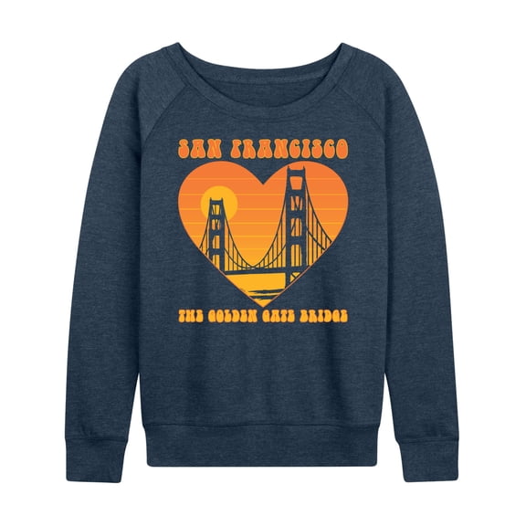 Instant Message - San Fran Golden Gate Heart - Women's Lightweight French Terry Long Sleeve Shirt