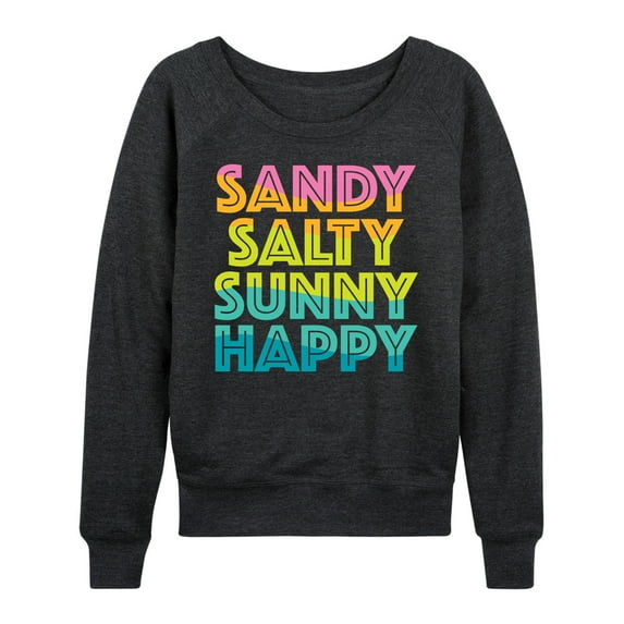 Instant Message - Sandy Salty Sunny Happy - Women's Lightweight French Terry Long Sleeve Shirt