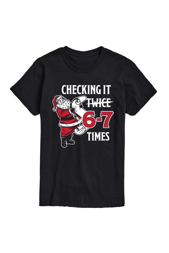 - Santa Checking it 6-7 Times - Men's Short Sleeve Graphic T-Shirt