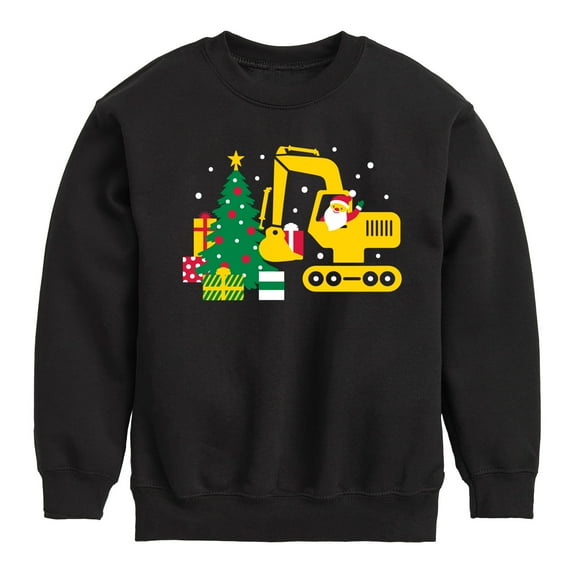 Instant Message - Santa Excavator Christmas Presents - Toddler & Youth Crewneck Fleece Sweatshirt
