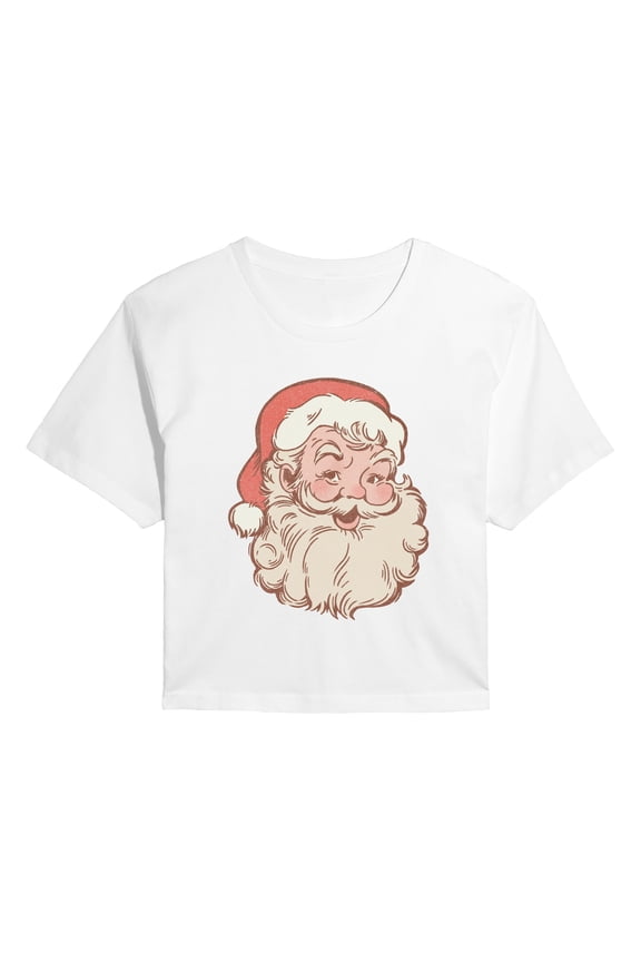 - Santa Head - Juniors Cropped Graphic T-Shirt