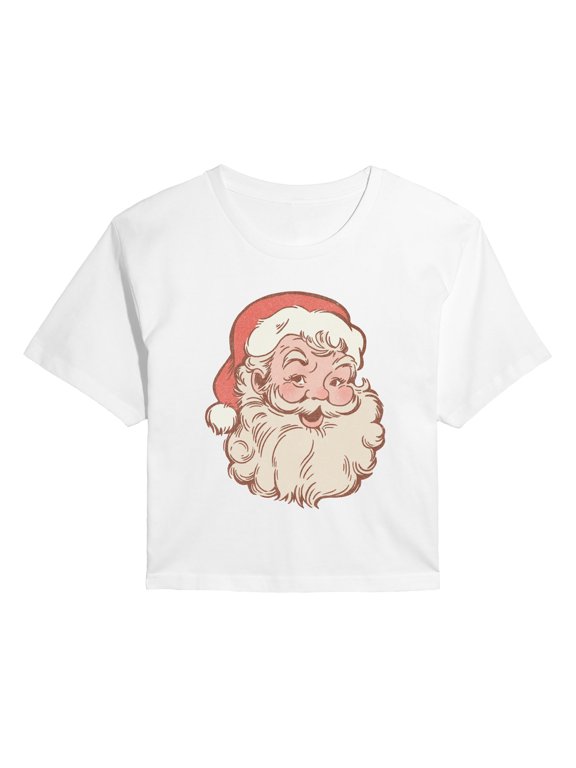- Santa Head Women's Cropped Graphic T-Shirt