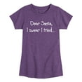 thumbnail image 1 of Instant Message - Santa I Tried Christmas - Toddler & Youth Girls Short Sleeve Graphic T-Shirt, 1 of 6