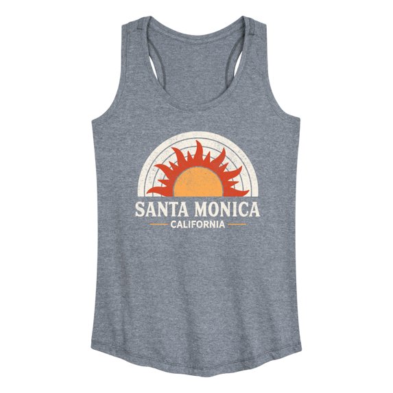 Instant Message - Santa Monica Caluifornia - Sunset - Women's Racerback Tank Top