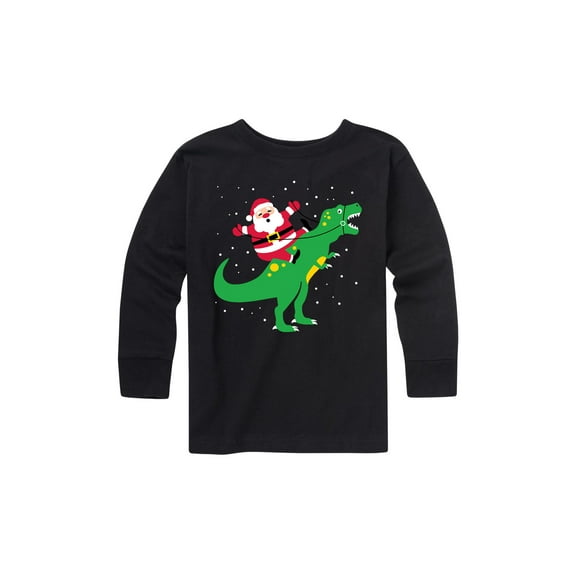 Instant Message - Santa Riding T Rex - Youth Long Sleeve Tee