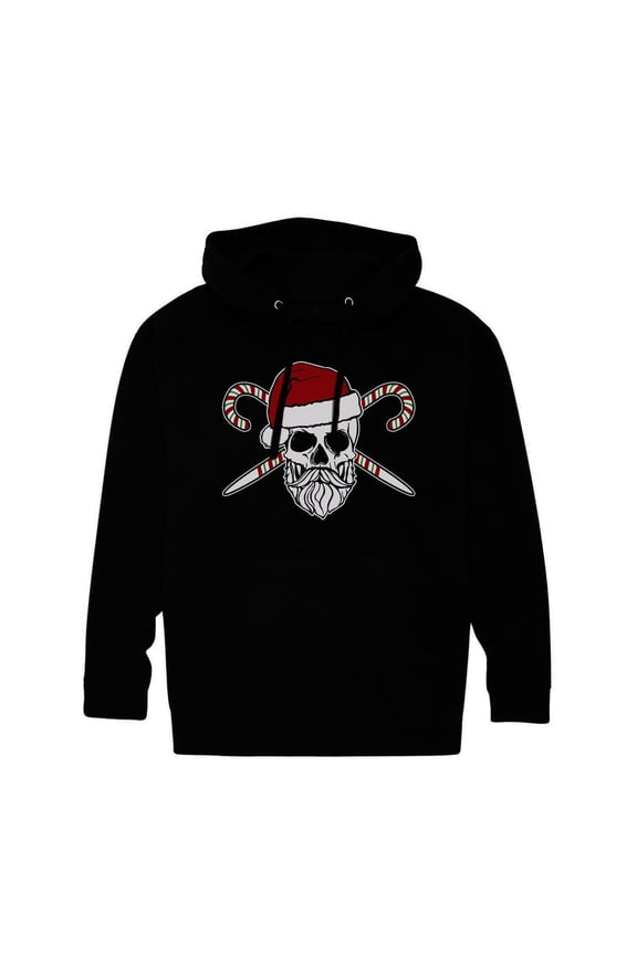 - Santa Skull - Adult Pullover Hooded Fleece Sweatshirt