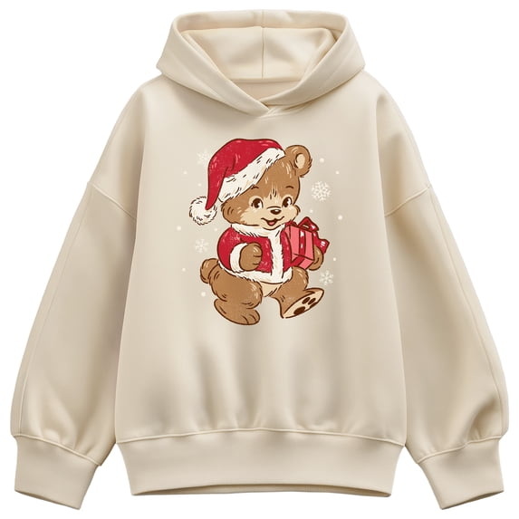 Instant Message - Santa Teddy Bear Oversized Fleece Hoodie Sweatshirt