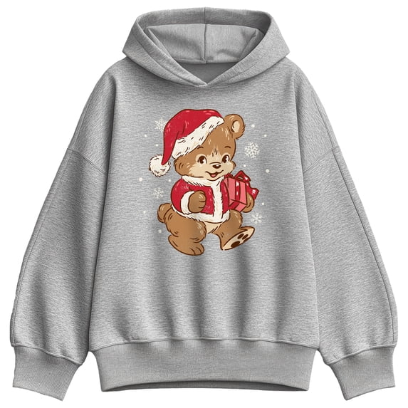Instant Message - Santa Teddy Bear Oversized Fleece Hoodie Sweatshirt