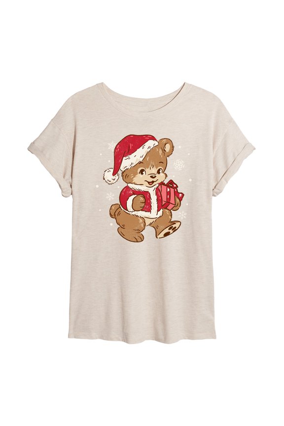 - Santa Teddy Bear - Women's Oversized Graphic T-Shirt