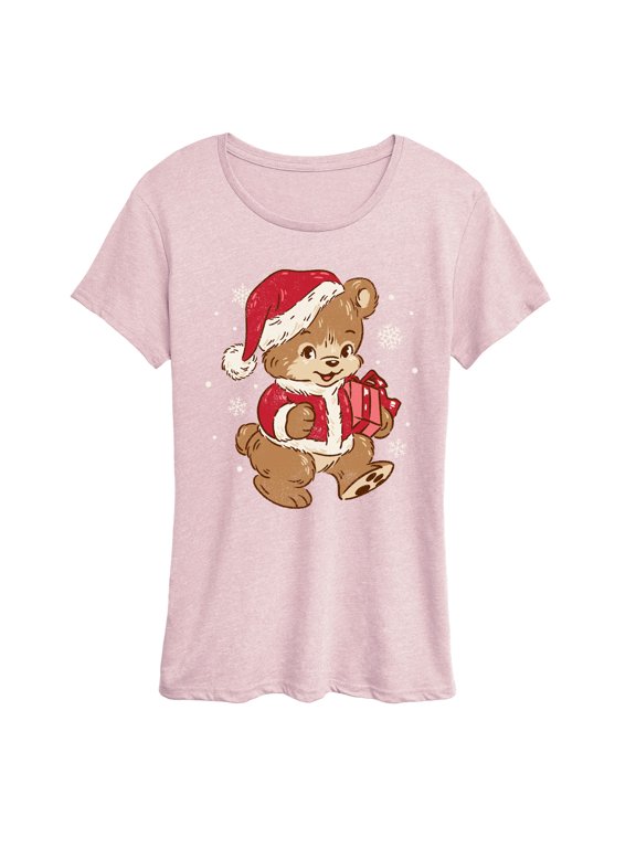- Santa Teddy Bear Women's Short Sleeve Graphic T-Shirt