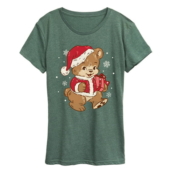 Instant Message - Santa Teddy Bear - Women's Short Sleeve Graphic T-Shirt